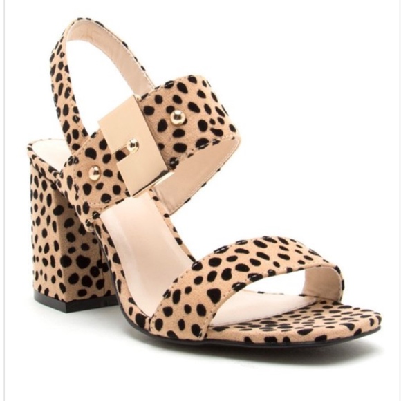 Beige Cheetah Print Suede Ankle Strap Heels - Picture 7 of 7